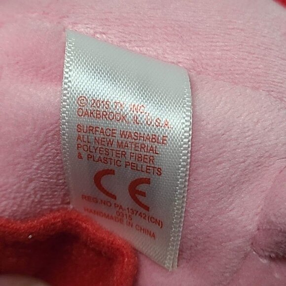 TY Peppa Pig Plush Holding Teddy Bear Beanie Baby 6” 2015 Pink Pig - Picture 9 of 10